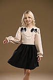 Святкове плаття ошатне з намистинами для дівчинки підлітка Бежево-чорне 8 9 10 11 12 13 років, фото 6