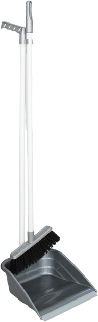 Совок зі щіткою Vezzer з довгими ручками плаский Сірий (VZ-007g)