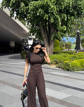 Костюм жіночий літній з віскози з топом і широкими штанами (Норма)