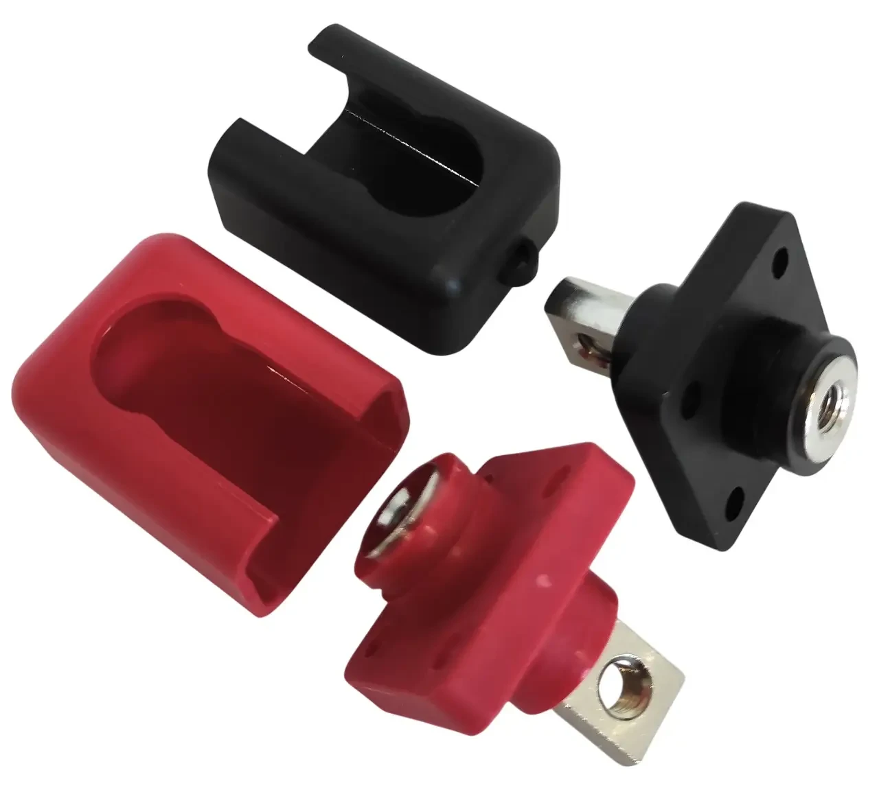 Корпусна прохідна клема з кришкою CF 120А (червона та чорна)