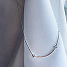 Срібне кольє в стилі мінімал з вигнутою паличкою «Капрі» 45 см, фото 2