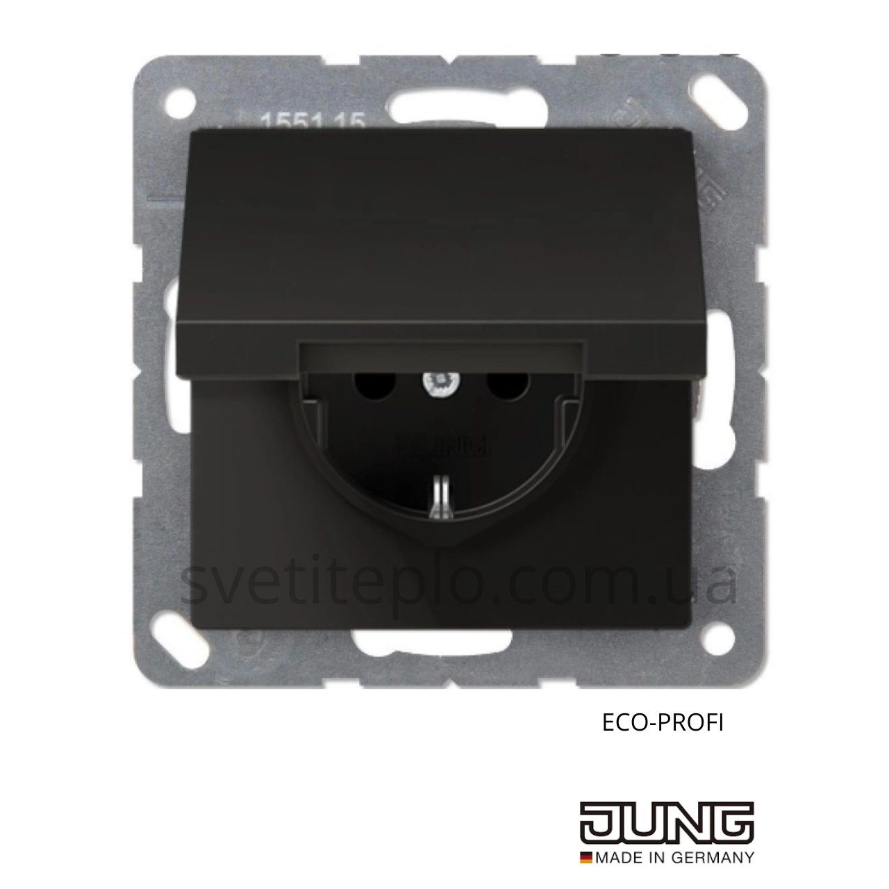 ECO-PROFI Розетка з заземленням та кришкою IP44 чорна матова