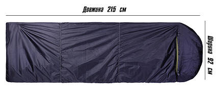 Спальний мішок ковдра зимовий з капюшоном (спальник) збільшений до -20°C ЗСУ Зима Синій (sp-011-4), фото 3