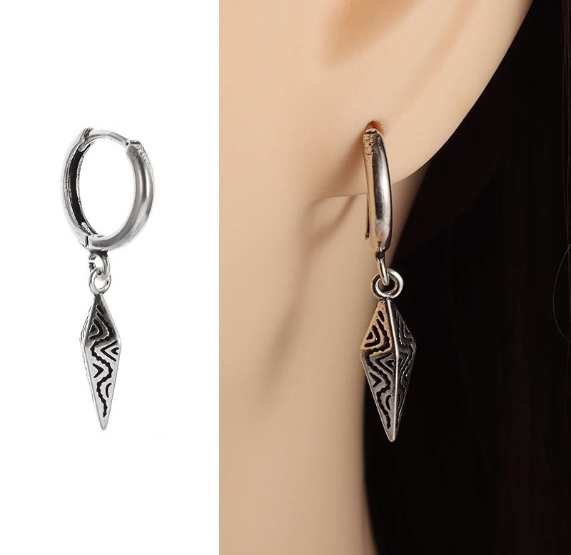 Сережка-кільце з підвіскою 1шт. унісекс колір білий сталевий