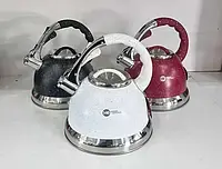 Чайник із свистком Higher Kitchen нержавіюча сталь. Чайник 3,5 л гранітне покриття для будь-яких плит. Чайник гранітний