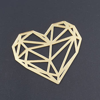 Топер акриловий Серце геометричне — золото 8 см