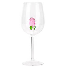 Подарунковий келих "Троянда" з художнім декором усередині келиха у вигляді троянди 550 мл