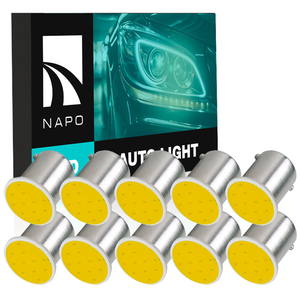 Комплект світлодіодних ламп NAPO LED 1156-COB-A P21W 1156 BA15S колір світіння білий 10 шт