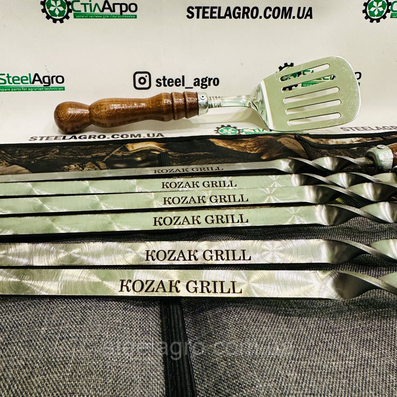 Багатофункціональна лопатка для BBQ світло коричнева ручка Kozak Grill