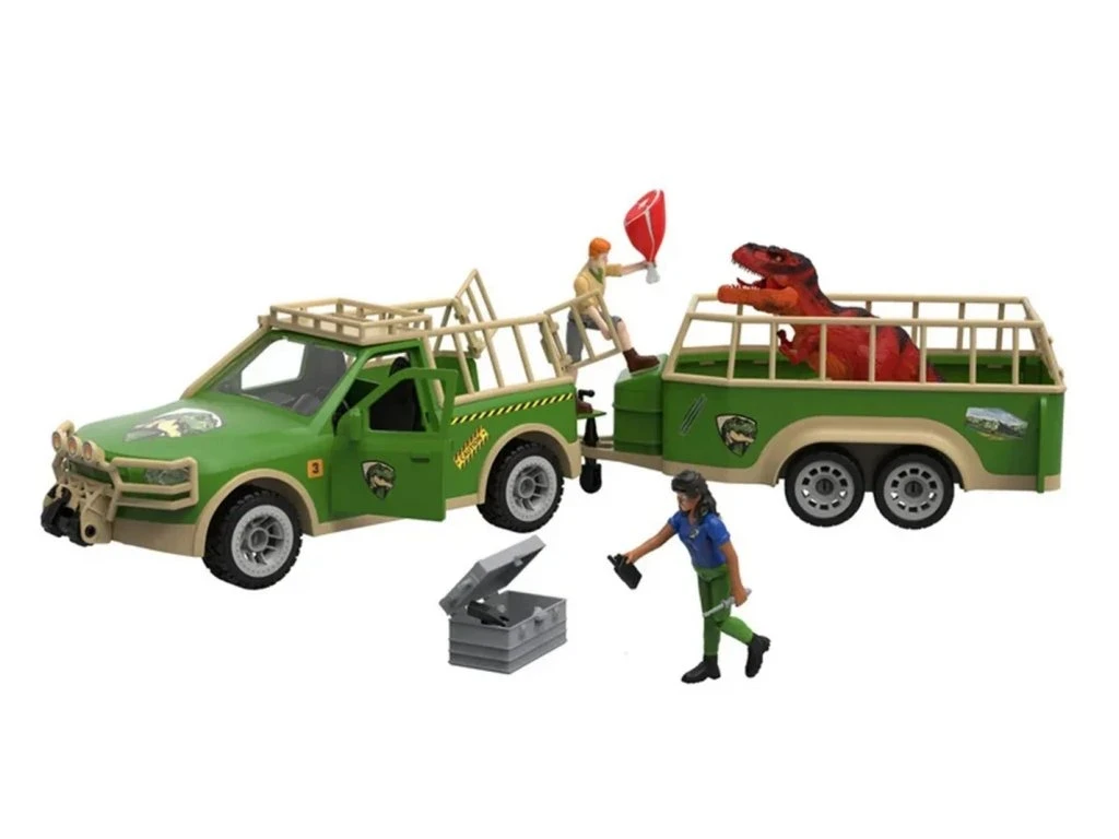 Ігровий набір Playtive Pickup Truck With Dinosaur Trailer Машина з причепом, динозавром і аксесуарами, фото 1