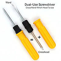 Відвертка двостороння 3", 13 см плоска + хрестова PL (SI, S -) + PH (+). Багатофункціональна, міцна