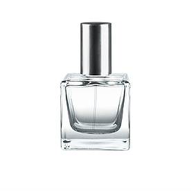 Парфумерний флакон 30 мл під завальцювання та самозащіпку Cube з сріблястою кришкою та розпилювачем