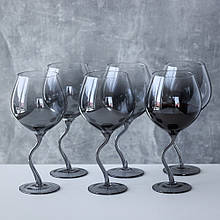 Набір з 6 келихів для ігристих напоїв на оригінальній ніжці "Танок" 570 мл