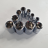 Набір торцевих головок з тріскачкою 1/4" 12в1, торцеві головки зі хромованадієвої сталі 12 шт DMU-12, фото 9