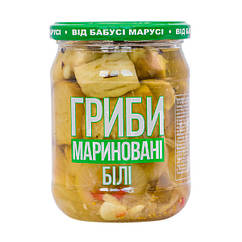 Гриби мариновані білі в банці 460г