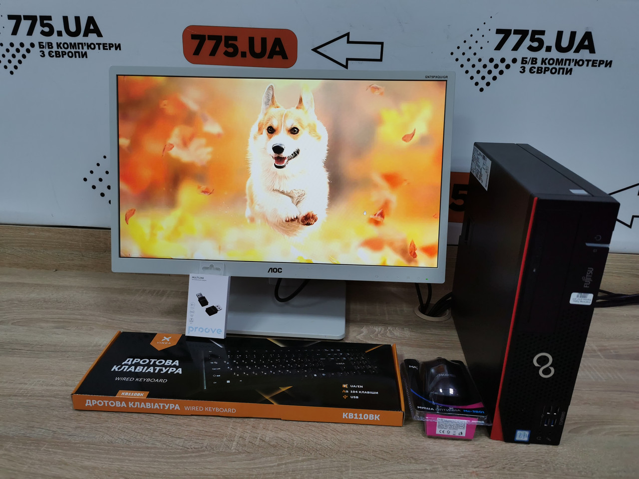 Комплект: комп'ютер Intel Core i3-6100/ 8GB/ 120GB, монітор 24", клавіатура, миша, WiFi