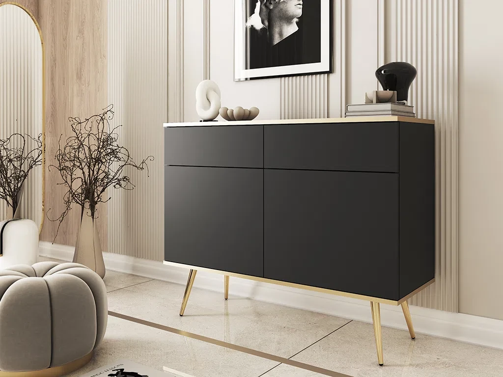 Комод у вітальню Oro KSZ107 (чорний/Срібний), фото 1