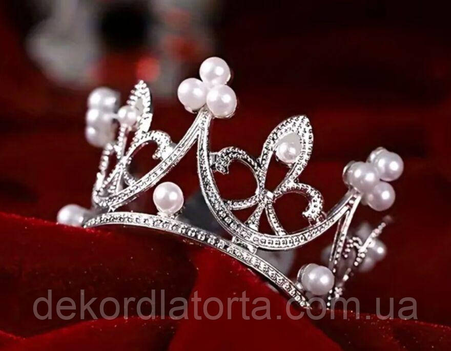 Корона  діадема срібна  для бенто тортика d 5,2 см
