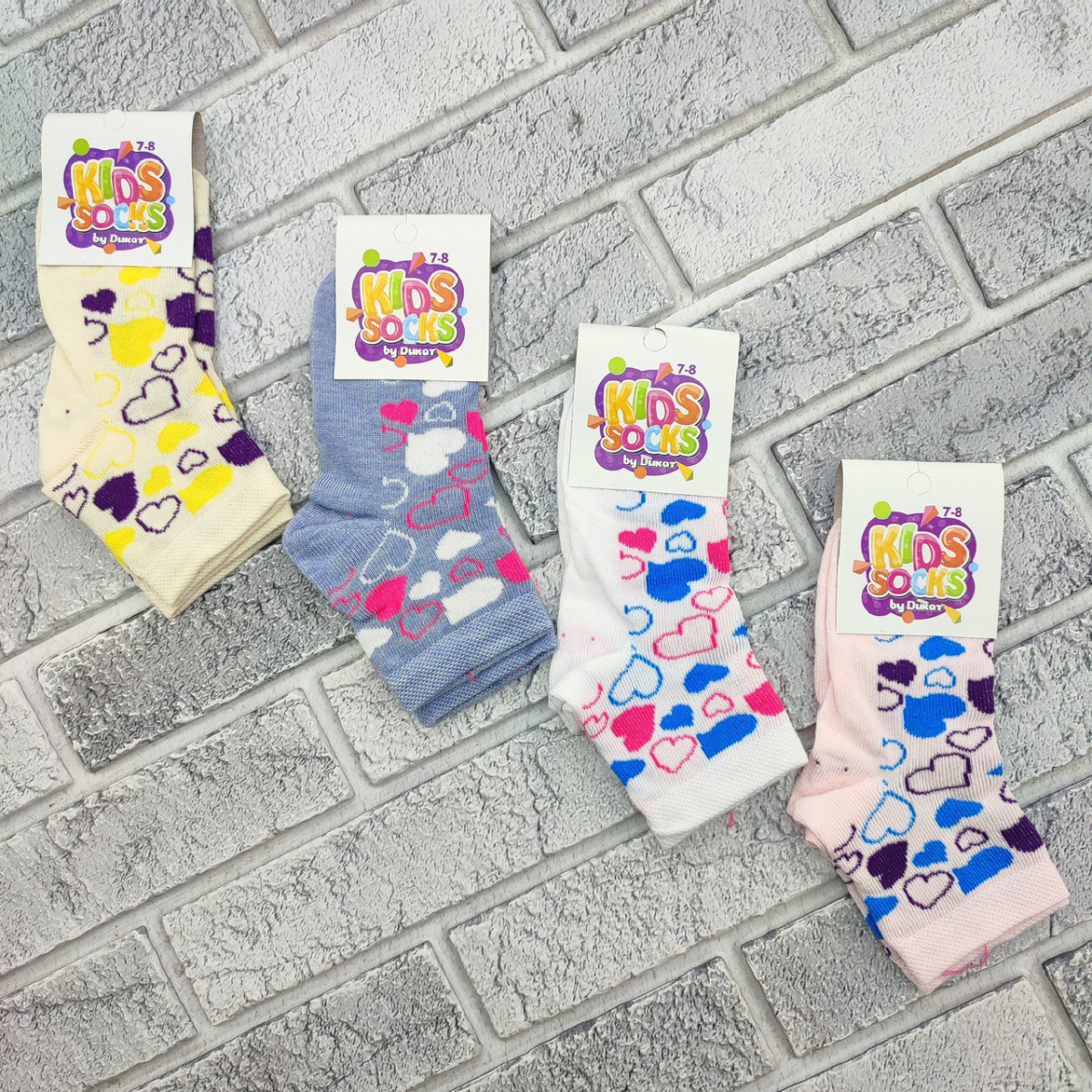Шкарпетки дитячі середні весна/осінь р.7-8 серця асорті Kids Socks by Dukat 30034415