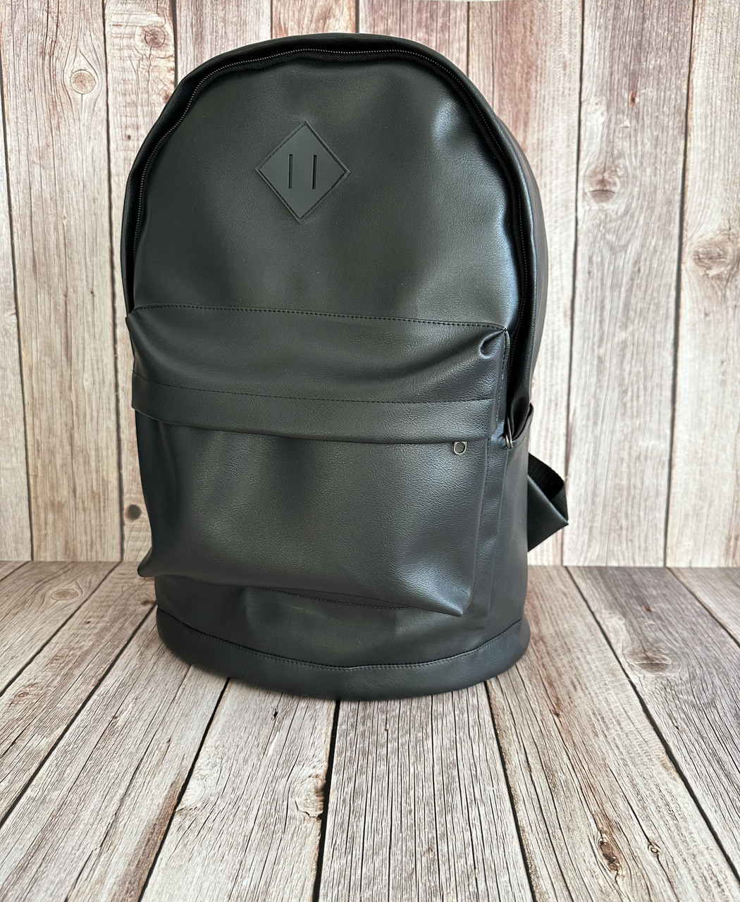 Міський шкіряний рюкзак чорний портфель молодіжний для ноутбуку шкіра