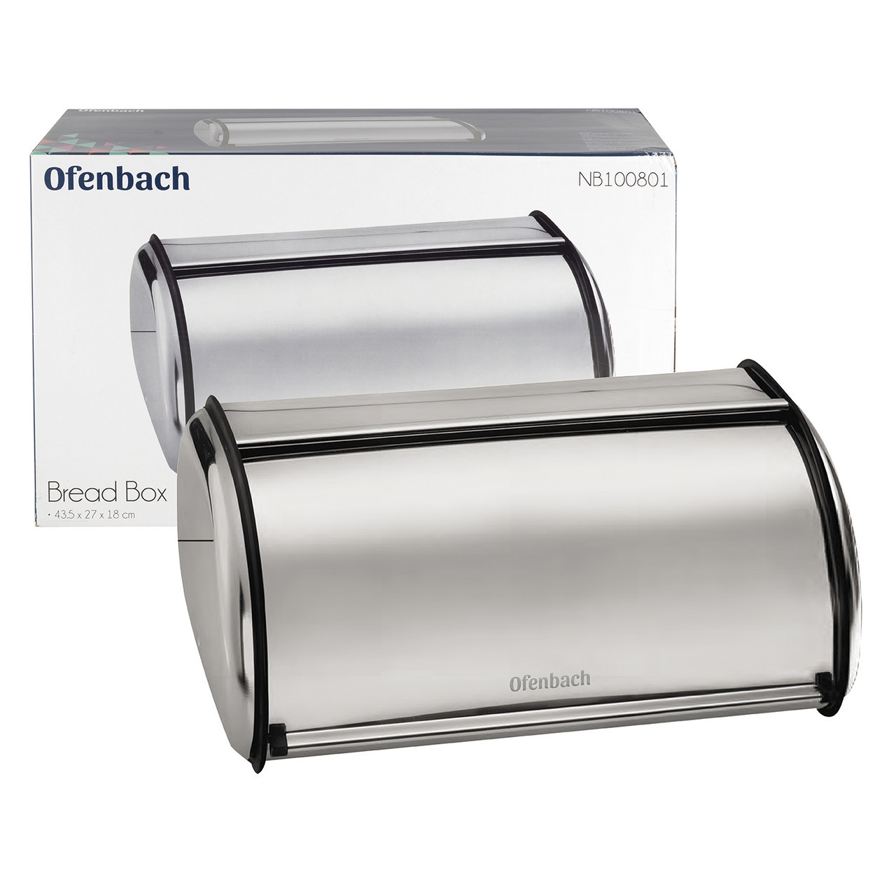 Хлібниця з нержавіючої сталі Ofenbach KM-100801 срібло 43,5х27х18 см