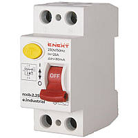 Вимикач диференціального струму e.industrial.rccb.2.25.30, 2р, 25 А, 30 мА