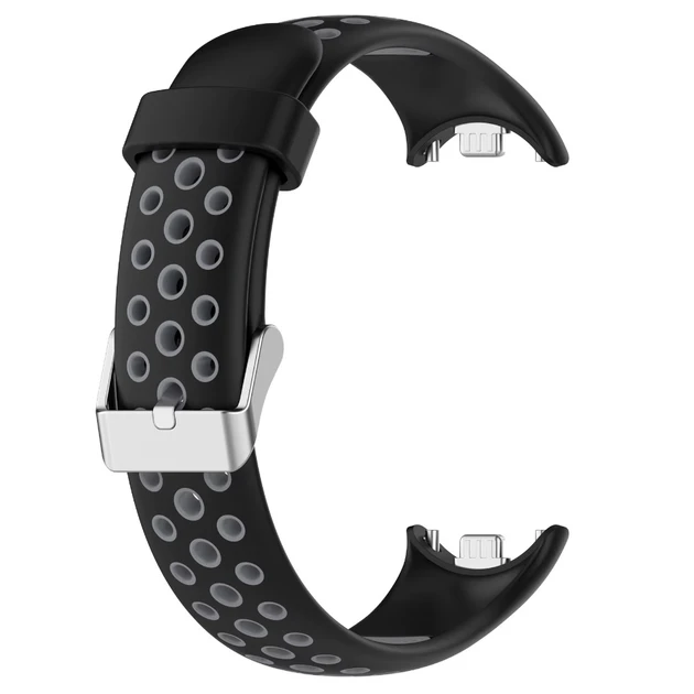 Ремінець Prime Sport для Xiaomi Mi Band 8, Mi Band 9 з металевим фіксатором капсули і пряжкою, Black/Gray