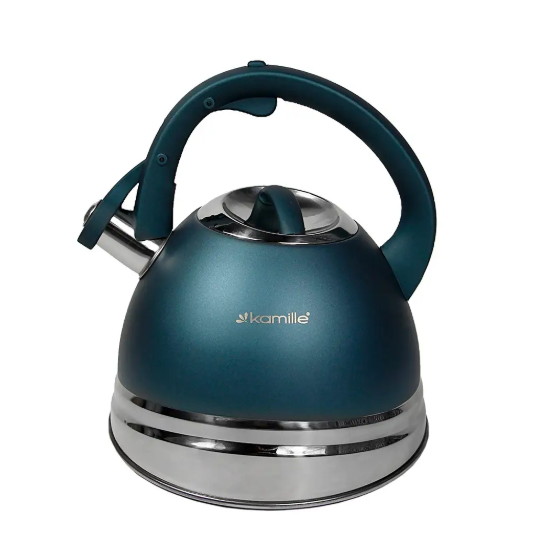 Чайник із нержавіючої сталі 3л зі свистком та ручкою soft touch Kamille KM-0861, фото 1