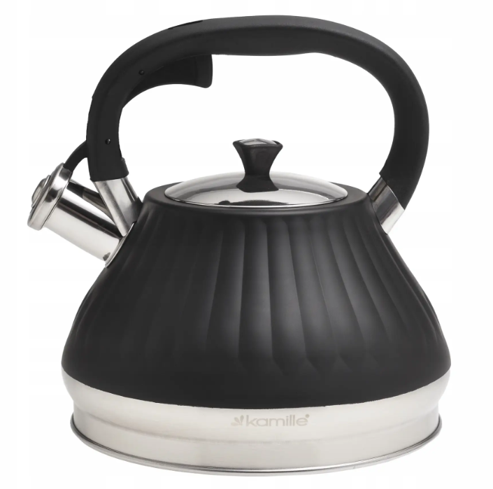 Чайник із нержавіючої сталі 3л зі свистком та ручкою soft touch Kamille KM-0858, фото 1