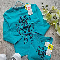 Блакитний реглан кофта на хлопчика з довгими рукавами Робот бавовна Cool Club Польща Розміри 98,116