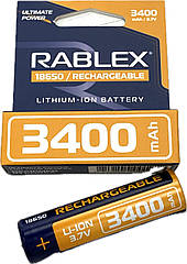 Акумуляторна Li-ion батарейка 18650 3400 RABLEX 3.7V для ліхтарів, павербанків