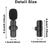 Бездротовий петличний мікрофон K8 з адаптером Lightning-Type-C Чорний, фото 3