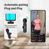Бездротовий петличний мікрофон K9 Wireless Lavalier Microphone перехідниками з адаптером Lightning TypeC, фото 7