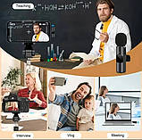 Бездротовий петличний мікрофон K8 з адаптером Lightning-Type-C Чорний, фото 4