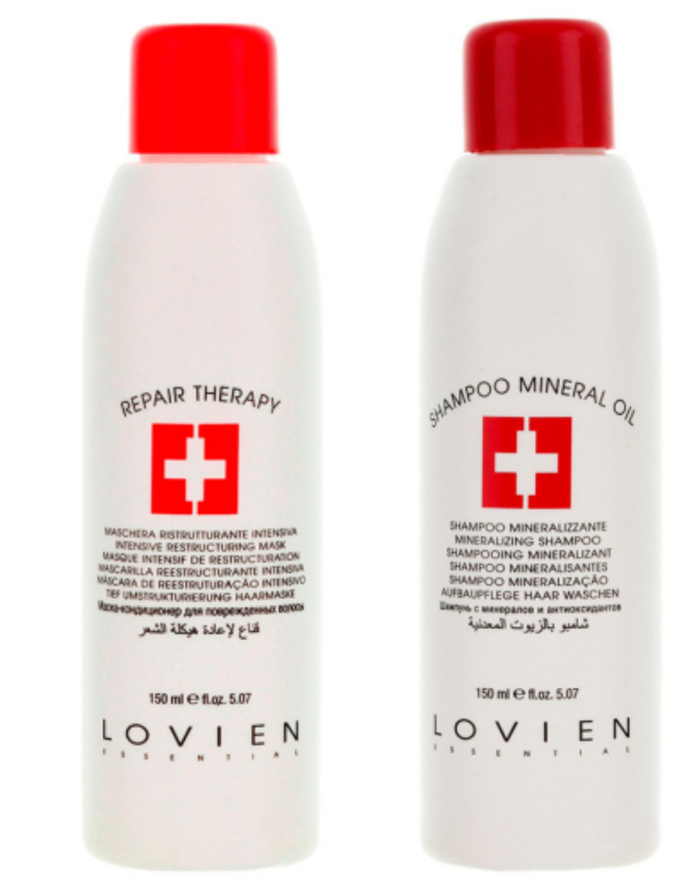 Шампунь і маска Lovien для пошкодженого волосся 150 мл Shampoo Mineral oil and Mask repair Therapy 150ml, фото 1