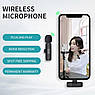 Комплект петличних мікрофонів K11 Wireless Lavalier Microphone з перехідником Lightning Чорний, фото 8