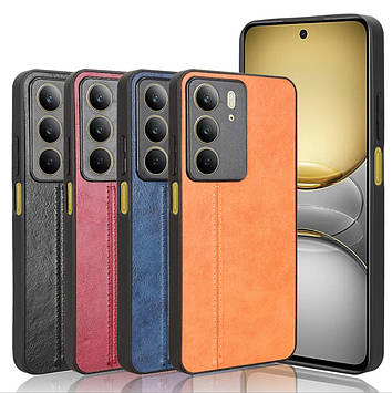Чохол на Realme C75 бампер захисний протиударний з шкіряною вставкою "LEATHER-TOP"