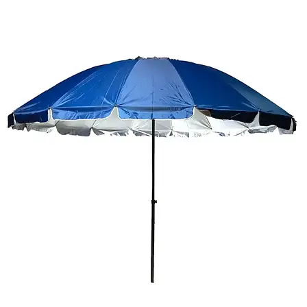 Торгова кругла парасолька 2.5 м із клапаном, 16 спиць, пляжна садова однотонна парасолька зі срібним напиленням, фото 1