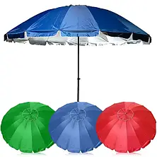 Торгова кругла парасолька 2.5 м із клапаном, 16 спиць, пляжна садова однотонна парасолька зі срібним напиленням, фото 3