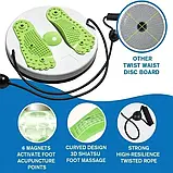 Диск здоров'я з еспандерами для талії, гімнастичний тренажер для схуднення з масажною поверхнею зелений, фото 7