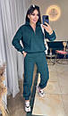 Жіночий зелений вельветовий костюм з кофти та штанів, фото 3