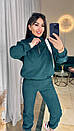 Жіночий зелений вельветовий костюм з кофти та штанів, фото 4
