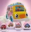 Музичний автобус розвиваюча дитяча іграшка казки пісні вірші українською сортер шестерні годинник барабан, фото 2