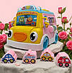 Музичний автобус розвиваюча дитяча іграшка казки пісні вірші українською сортер шестерні годинник барабан, фото 9