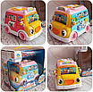 Музичний автобус розвиваюча дитяча іграшка казки пісні вірші українською сортер шестерні годинник барабан, фото 6