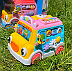 Музичний автобус розвиваюча дитяча іграшка казки пісні вірші українською сортер шестерні годинник барабан, фото 4