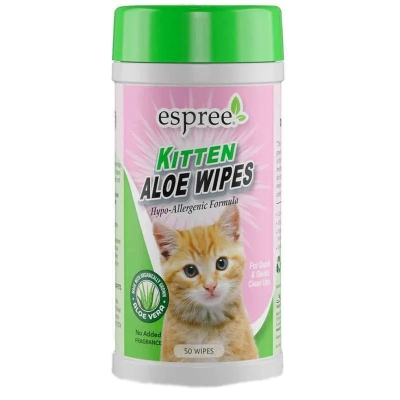 Вологі серветки для чищення кошенят Espree (Еспрі) Kitten Aloe Wipe 50 шт