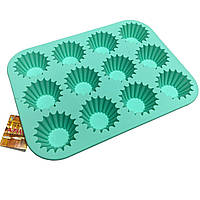 Форма для випікання кексів силіконова 31х23,5х2,5 см A-PLUS 1968 бірюзовий