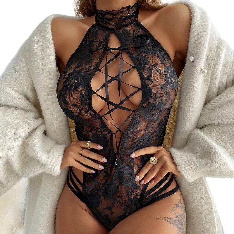 Прозоре боді для еротичних ігор із сітки та мережива L We Love Чорний, фото 1