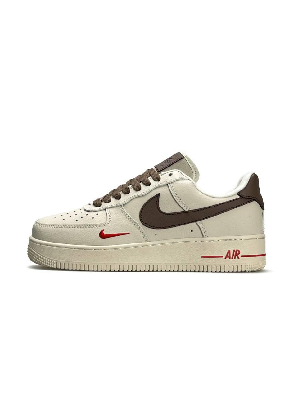 Жіночі шкіряні кросівки Nike Air Force 1 Low New Beige Brown, кеди жіночі Найк шкіра бежеві 36